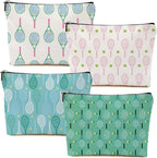 4 PCs Inspirational Makeup Bag, Tennis Accessories Cosmetic Toiletry Bag, Player Graduation Birthday Gifts for Women Girls Tennis Lovers Sister Bridesmaid