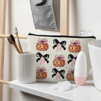 Coquette Halloween Makeup Bags - Bow Pumpkins Cosmetic Gifts for Women