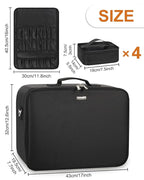 Relavel Extra Large Makeup Case with LED Mirror, Train Cosmetic Case with 4 Small Make Up Bag for Trip, Professional Makeup Organizer Storage with Detachable Dividers for Makeup Artists, Hairstylist