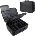 Travel Makeup Bag Makeup Cosmetic Train Case Organizer Portable Storage Bag with Adjustable Dividers for Cosmetics Makeup Brushes Toiletry Jewelry Black Medium