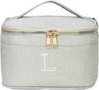 EURYNOME Makeup Bag with Custom Letter L, Water-Resistant Travel Organizer Pouch, (8.3x5.1x5.1 Inch) Cosmetic Case for Women