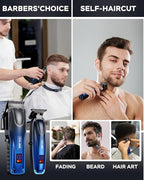Professional Hair Clippers for Men Cordless & Corded - Rechargeable Barber Clipper & Trimmer Set with Fade Lever for Home Haircuts, Grooming Kit with Guide Combs, with Travel Case