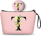 Women Birthday Unique Bride to be Bridal Shower Initial Gifts for Mom Sister Friend Her Teacher Aunt Makeup Cosmetic Bag with Mirror Mothers Day Christmas Graduation T