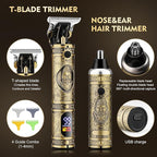 Pro Hair Clippers for Men,Hair Clippers+T-Blade Trimmer+Electric Shaver+Nose Hair Trimmer +6D Electric Head Shaver Set,5 in 1 Cordless Barber Hair Cutting Kit LCD Display Gifts