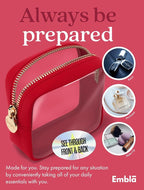 Clear Makeup Bag Zipper Pouch, Transparent Cosmetic Case Organizer, TSA Approved Travel Toiletry Case, Travel Accessories Essentials Makeup Tote for Women, Mini Cute Make up Bag for Purse - Ruby