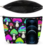 Fashion Zipper Cosmetic Case, Portable Makeup Case, Personality Toiletry Bag, Travel Cosmetic Toiletry Bag Trippy Magic Neon Mushrooms