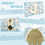 Personalized Quilted Cosmetic Bag, Puffy Monogrammed Christmas Birthday Gifts for Women & Girls, Cute initial Floral Makeup Bag Puffer Coquette Bag, Aesthetic Travel Toiletry Zipper Pouch(Blue,J)