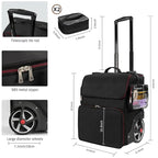 Large Makeup Train Case,Cosmetic Makeup Case for Hairstylist, Hairdresser Bag with Detachable Pouch,Heat Insulation and Anti-scalding Full layer for Hairdressing Tool Organizer Trolley with wheels