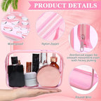 Weewooday 12 Pieces Clear Makeup Bags Cosmetic Storage Bags PVC Zipper Pouches Travel Waterproof Makeup Plastic Case for Women Organizing Toiletries Traveling Bathroom(Small,Light Pink)