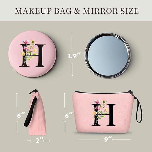 Birthday Inspirational Bridesmaid Proposal Team Small Gifts for Women Mom Aunt Teacher Sister Coworkers Makeup Cosmetic Bag Travel with Mirror Mothers Day Christmas Graduation H