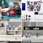 Flower Makeup Bag for Travel Cosmetic Storage Pouch Waterproof Polyester Metal Zipper, Retro Camellia