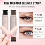 Foldable Eyeliner Stamp,Winged Eyeliner Stamp,Gel Eye liner Pencil Set for Perfect Wings,Smudge Proof & Waterpoof Eye Liner,Easy Eye Stencil Makeup Tool (2PCS-Brown+Black)