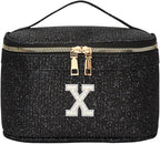 EURYNOME Makeup Bag with Custom Letter X, Water-Resistant Travel Organizer Pouch, (8.3x5.1x5.1 Inch) Cosmetic Case for Women