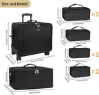 TANTO Rolling Makeup Bag, Makeup Case on Wheels Professional Makeup Artist Bags 2 in 1 Cosmetics Organizer Extra Large Cosmetology Case with 360° Swivel Wheels and Adjustable Dividers