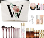 Initial A-Z Personalized Makeup Bag, Monogrammed Bridesmaid Gifts/Presents Cosmetic Bag, Portable Stationary Storage Organizer Pouch, Friendship Love Travel Makeup Bags