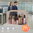 6 Packs Clear Cosmetics Bags for Women Men Waterproof Toiletry Bags PVC Makeup Bags Organizer Case with Zipper for Travel Bathroom (6 pink Colors)