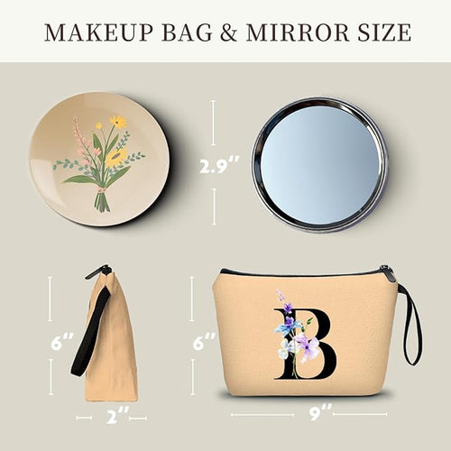 Birthday Inspirational Bridesmaid Proposal Team Small Gifts for Women Mom Aunt Teacher Sister Coworkers Makeup Cosmetic Bag Travel with Mirror Mothers Day Christmas Graduation B