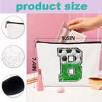 Soccer Gifts Initial Makeup Bag Monogrammed Cosmetic Bag Letter B Zipper Pouch Soccer Accessories for Girls Women Player Coach Friend Stuff Graduation Birthday Gifts