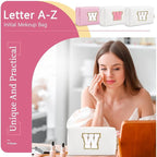 Small Personalized Initial A-Z Preppy Patch Makeup Bag,White PU Chenille Letter Travel Cosmetic Pouch with Zipper,Cute Toiletry Bag,Gift Ideal for Teen Girls Women Teacher Bridesmaid,Letter W