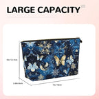 Womens Leather Makeup Bag Cosmetic Bag Travel Toiletry Bags Make Up Bags for Women Adult (Christmas Snowflakes Butterfly-21)