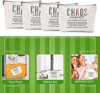 4pcs Chaos Coordinator Makeup Bag Chaos Coordinator Gifts for Women Cosmetic Bag, Thank You Gifts for Women Her Moms Manager Colleagues Retirement Boss Gift, Makeup Pouch Zipper Bags