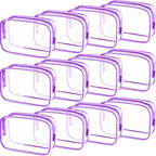 Weewooday 12 Pieces Clear Makeup Bags Cosmetic Storage Bags PVC Zipper Pouches Travel Waterproof Makeup Plastic Case for Women Organizing Toiletries Traveling Bathroom(Medium,Purple)