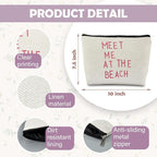 Beach Makeup Bag, Cosmetic Bags, Meet Me at the Beach, Beach Gifts for Women, Travel Makeup Pouch