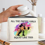 Softball Catcher Makeup Bag - Gifts for Girls and Women - All the Pretty Girls Squat Like This - Cosmetic Zipper Pouch