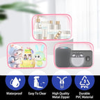 16-Piece Makeup Bags, Waterproof Toiletry Bag Carry Pouch Portable Cosmetic Bag PVCTravel Clear Pouches Carry-on Travel Essentials Transparent Storage Organizer Bag (Rose Pink-M)