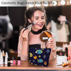 Sea Animal Makeup Bags Makeup Organizer, Ocean Sea Turtle Starfish Seaweed Flax Toiletry Bags Travel Cosmetic Bag Makeup Purse Pouch Skincare Bag Wallet Bags For Women Female Mom Daughter