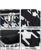 Cosmetic Bag, Travel Case, Makeup Bag, Houndstooth pattern, with Two-Way Zippers, Water Resistant, Fully Lined, 8.7 x 5.9 x 6 inches, Black and White