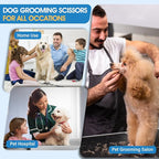 JASON Professional 6 in 1 Dog Scissors Kit - 7.5" Thinning, Chunker, Straight, Curved Shears and Comb for Cat, Rosegold