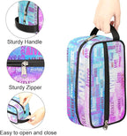 Personalized Name Makeup Bag, Custom Women Cosmetic Travel Toiletry Bag Pouch Organizer for Vacation Weekend, Painted Blue Pink Watercolor