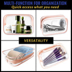 16 Pieces Clear Makeup Bags Bulk, TSA Approved Toiletry Bag for Travel, PVC Waterproof Travel Pouches Clear Pouch with Zipper for Men and Women Carry-on Travel Essentials Cosmetic Bags (Peach Pink-M)