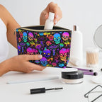 Mushrooms Skulls Small Makeup Bag for Women - Leather Travel Cosmetic Bag Make Up Pouch Mini Travel Zipper Pouch - Makeup Organizer Bag