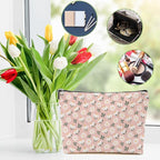 Vintage Daisy Flowers Makeup Bag Floral Cosmetic Bag Friend Friendship Gifts for Women Girls Sister Coworker Auntie Botanical Travel Organizer Zipper Pouch Christmas Thanksgiving Birthday Gifts