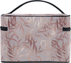 Makeup Bag, Rose Gold Leaves Travel Makeup Organizer Bag Cosmetic Cases Toiletry Bags for Girl Women Ladies