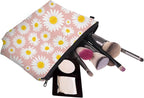 Cute Travel Makeup Bag Cosmetic Bag Small Pouch Gift for Women (Daisy Pink)