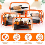 Weewooday 12 Pieces Clear Makeup Bags Cosmetic Storage Bags PVC Zipper Pouches Travel Waterproof Makeup Plastic Case for Women Organizing Toiletries Traveling Bathroom(Small,Orange)