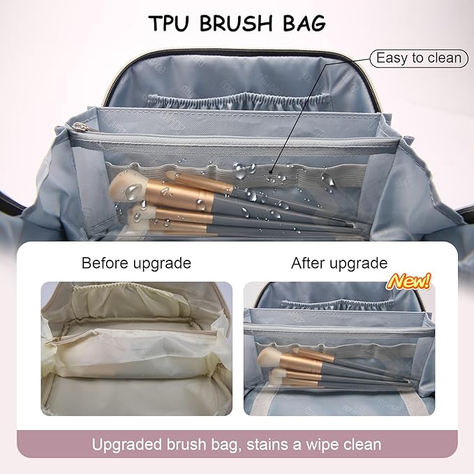BOYATU Travel Makeup Bag Cosmetic Bags for Women: 3 Sets Large Capacity Make up Bag - Portable Toiletry Bags with Handle for Women(F-2-Purple)
