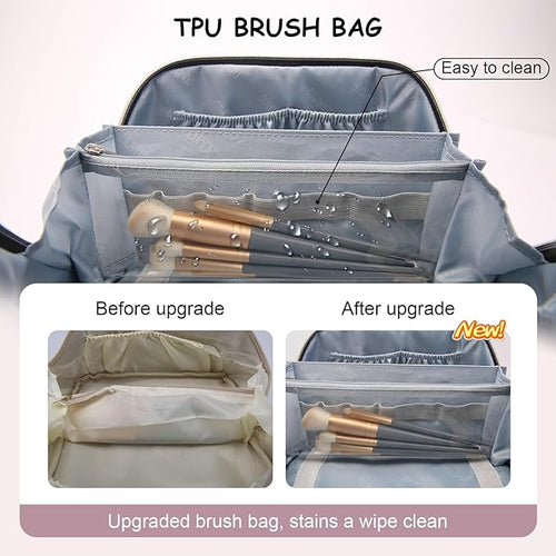 BOYATU Travel Makeup Bag Cosmetic Bags for Women: 3 Sets Large Capacity Make up Bag - Portable Toiletry Bags with Handle for Women(F-2-Purple)