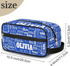 Personalized Name Makeup Bag, Custom Women Cosmetic Travel Toiletry Bag Pouch Organizer for Vacation Weekend Royal Blue
