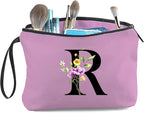 Women Birthday Maid of Honor Monogrammed Gifts for Bride Bridesmaid Sister Friend Her Teacher Makeup Cosmetic Bag with Mirror Mothers Day Christmas Graduation R