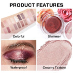 evpct Single Cream Eye Shadow Palette Pot Makeup for older Women, Champagne Shimmer Glitter Metallic Monochrome Cream to Powder Eyeshadow Palette Eye Brightener, High Pigment Waterproof Blendable