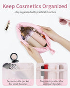 Narwey Small Makeup Bag for Travel Women Girl, Puffer Cosmetic Bag Makeup Pouch for Purse with Zipper, Cute Puffy Make Up Organizer Bags, Travel Toiletry Bag Toiletries (Dusty Rose)