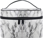 Makeup Bag, White Marble Travel Makeup Organizer Bag Cosmetic Cases Toiletry Bags for Girl Women Ladies
