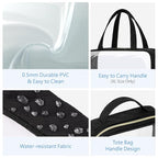 PACKISM Clear Toiletry Bags - 3 Pack Makeup Bags with Handle, Large Opening, Waterproof Cosmetic Bags Fit Carry-on Travel Essentials, Black