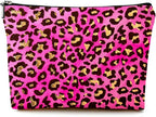 Small Makeup Bag for Purse Cute Canvas Waterproof Cosmetic Bags for Women Zipper Travel Toiletry Pouch-Leopard Makeup Bags