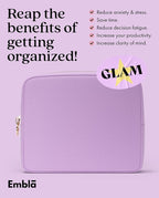 Embla Makeup Bag Travel Cosmetics Pouch and Toiletry Bag, Nylon Zipper Pouch Purse, Cute Make Up Organizer Storage Tote for Women Girls, Waterproof Travel Skincare Case, Large Makeup Bags, Grape