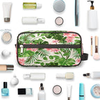 Tropical Leaf Flower Travel Toiletry Bag for Women Men Lightweight Cosmetic Makeup Bag Organizer Waterproof Shaving Bag Dopp Kit with Large Capacity for Toiletries and Shaving Accessories